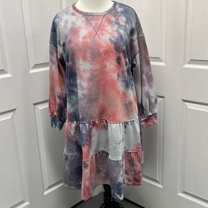 Ava James 1X Tie Dye Sweatshirt Dress NWT